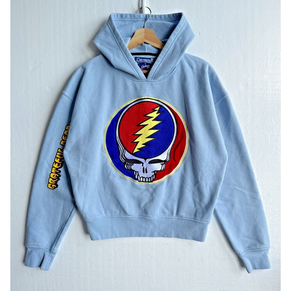 Section 119 Grateful Dead Embroidered Steal Your Face Skull Small Blue Hoodie